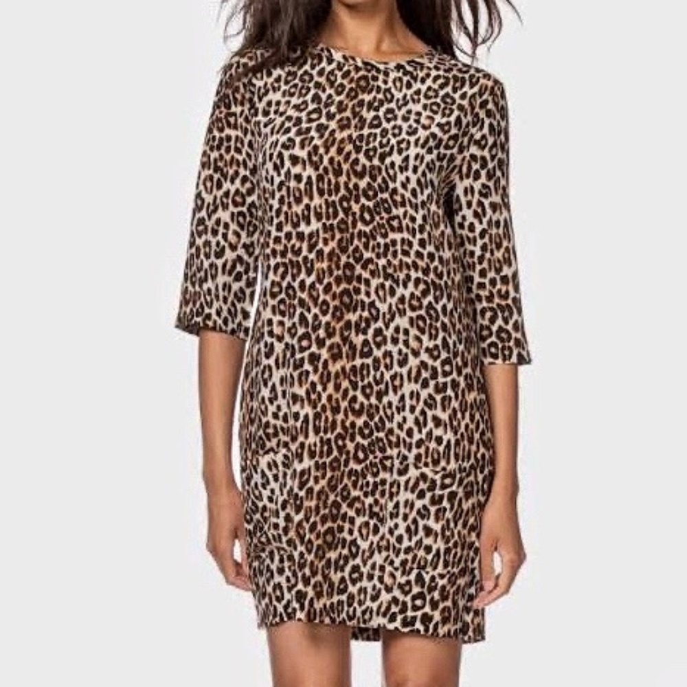 Equipment Aubrey Silk Leopard Print Dress, Size M